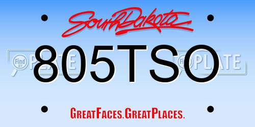 805TSO South Dakota License Plate