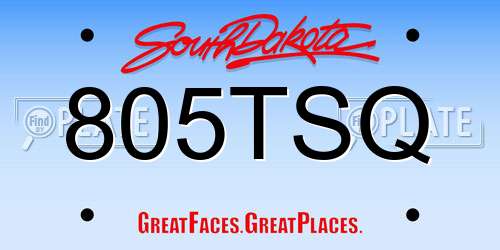 805TSQ South Dakota License Plate
