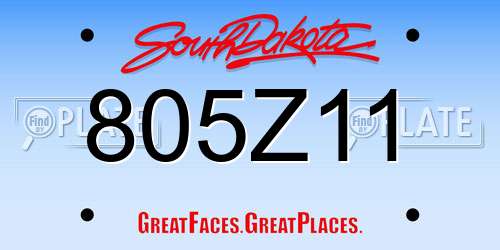 805Z11 South Dakota License Plate