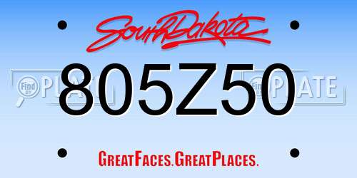 805Z50 South Dakota License Plate