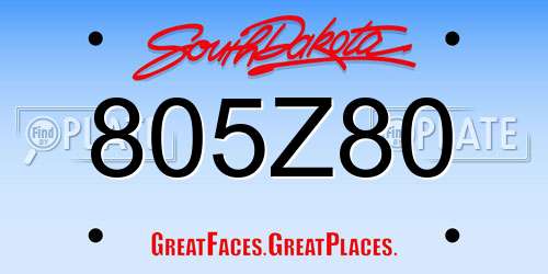805Z80 South Dakota License Plate