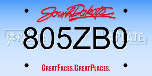 805ZB0 South Dakota License Plate