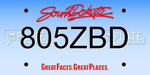 805ZBD South Dakota License Plate