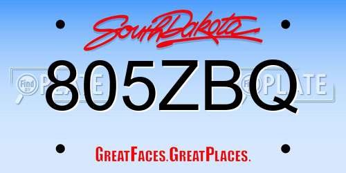 805ZBQ South Dakota License Plate