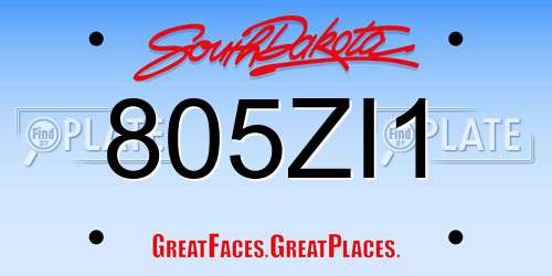 805ZI1 South Dakota License Plate