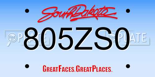 805ZS0 South Dakota License Plate