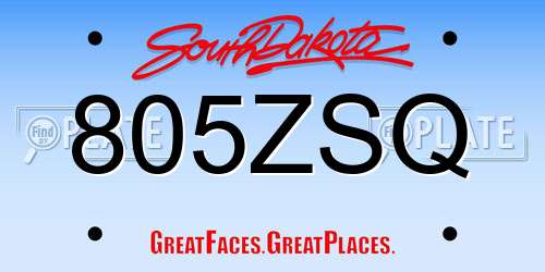 805ZSQ South Dakota License Plate