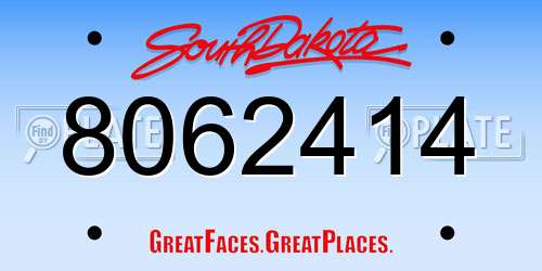 8062414 South Dakota License Plate