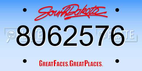 8062576 South Dakota License Plate