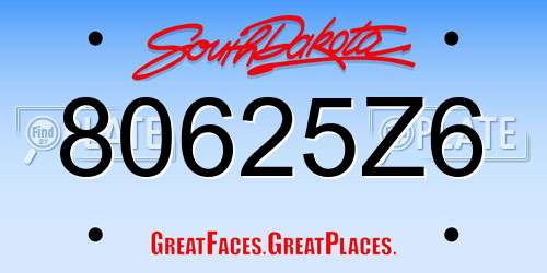 80625Z6 South Dakota License Plate