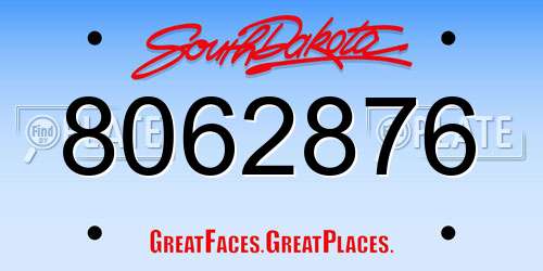 8062876 South Dakota License Plate