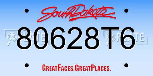 80628T6 South Dakota License Plate