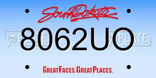 8062UO South Dakota License Plate