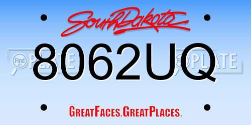 8062UQ South Dakota License Plate