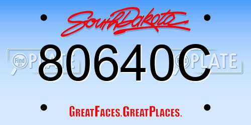 80640C South Dakota License Plate