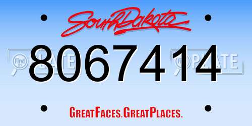 8067414 South Dakota License Plate