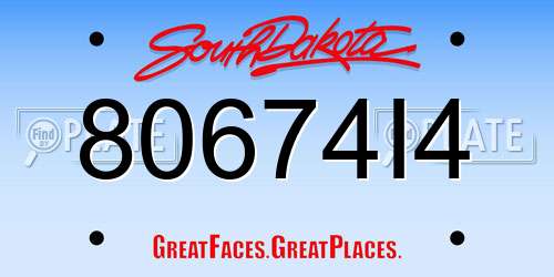 80674I4 South Dakota License Plate