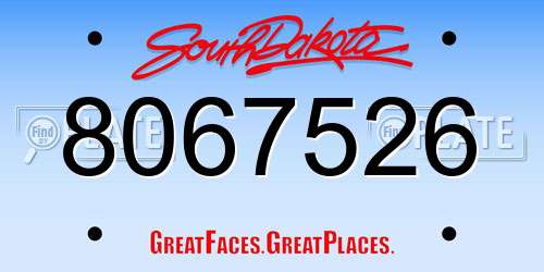 8067526 South Dakota License Plate