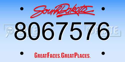 8067576 South Dakota License Plate