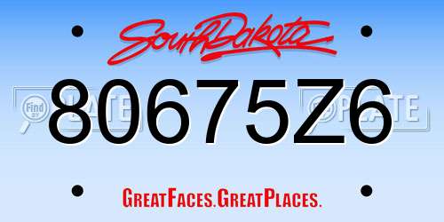 80675Z6 South Dakota License Plate