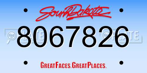 8067826 South Dakota License Plate