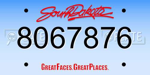 8067876 South Dakota License Plate