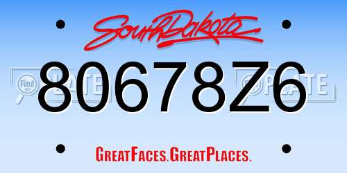 80678Z6 South Dakota License Plate