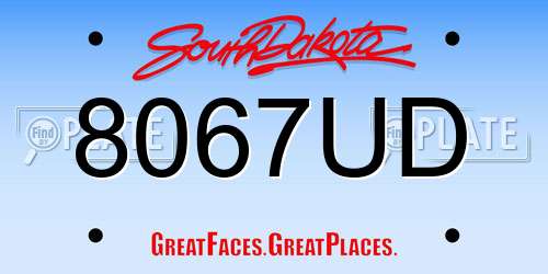 8067UD South Dakota License Plate