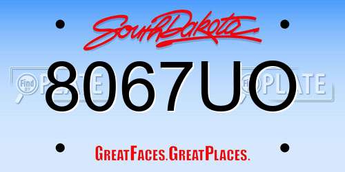 8067UO South Dakota License Plate