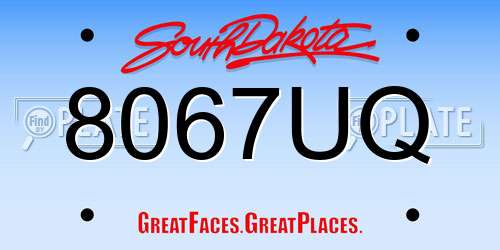 8067UQ South Dakota License Plate