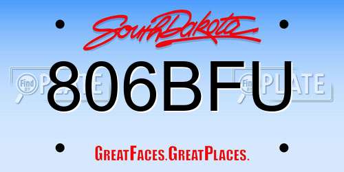 806BFU South Dakota License Plate