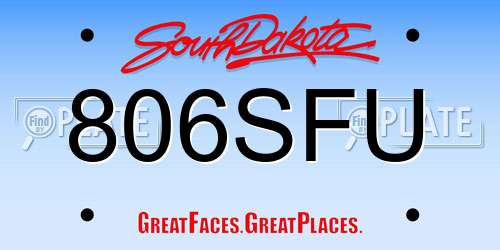 806SFU South Dakota License Plate