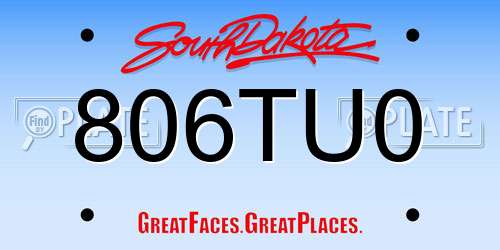 806TU0 South Dakota License Plate