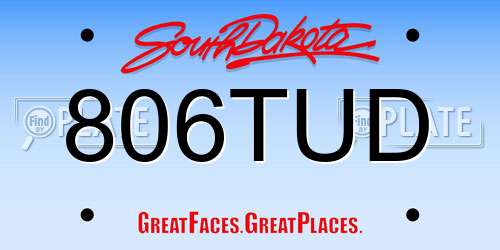 806TUD South Dakota License Plate