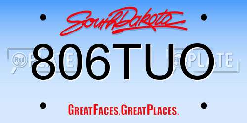 806TUO South Dakota License Plate