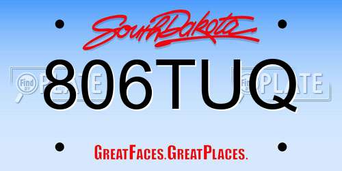 806TUQ South Dakota License Plate