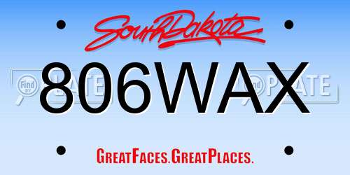 806WAX South Dakota License Plate
