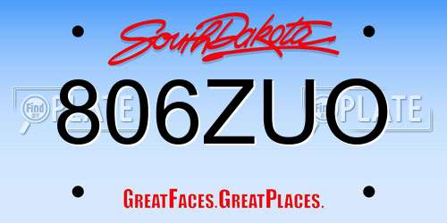 806ZUO South Dakota License Plate