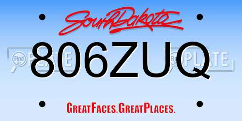806ZUQ South Dakota License Plate