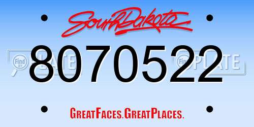 8070522 South Dakota License Plate