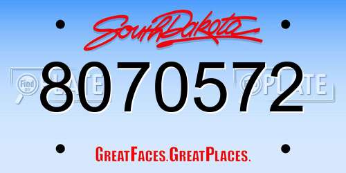 8070572 South Dakota License Plate