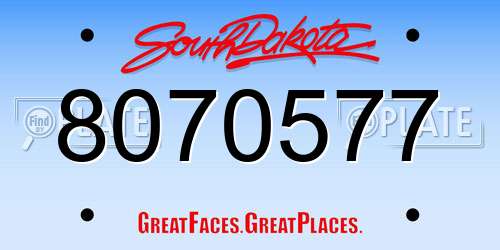 8070577 South Dakota License Plate