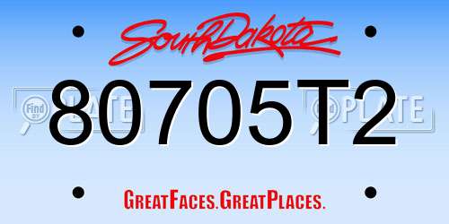 80705T2 South Dakota License Plate