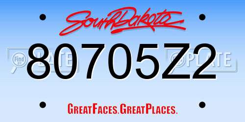 80705Z2 South Dakota License Plate