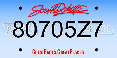 80705Z7 South Dakota License Plate