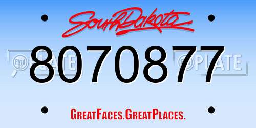8070877 South Dakota License Plate