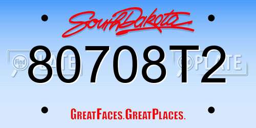 80708T2 South Dakota License Plate