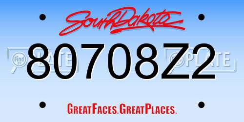 80708Z2 South Dakota License Plate