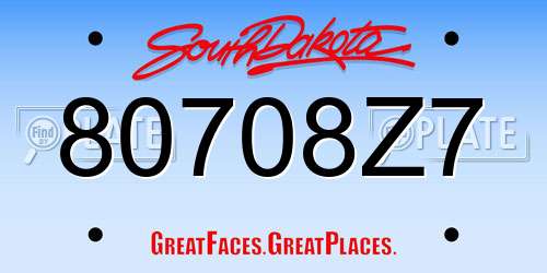 80708Z7 South Dakota License Plate