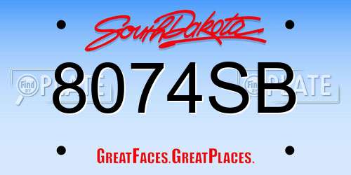8074SB South Dakota License Plate
